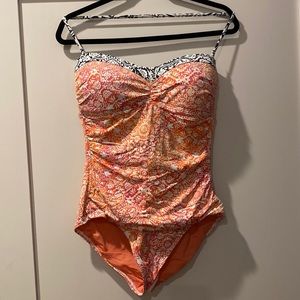 Tommy Bahama Orange and Pink One Piece Swimsuit
